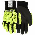 Mcr Safety Gloves, Predator Impact 2 Ice - 15g. Black HPT, L, 6PK PD3951L